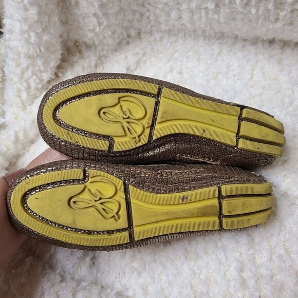 Sam Edelman Jones Metallic Gold‎ Snakeskin Loafers sz 6 - Picture 6 of 9